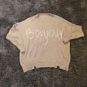 Beige “bonjour” sweater